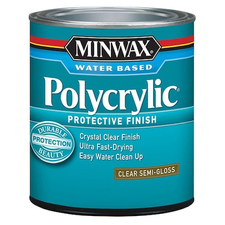 Minwax 1/2 Pt Clear Polycrylic Water-Based Protective Finish Semi-Gloss 24444